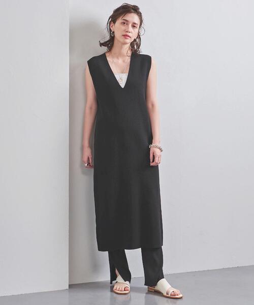 UNITED ARROWS(ユナイテッドアローズ)の「UWSC リブ スリット パンツ(レギンス/スパッツ・レディース・ベージュ/ブラック・38/36)」の10枚目の写真