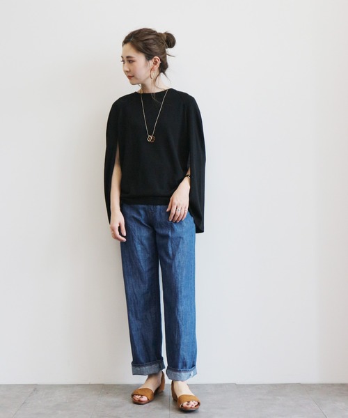 AMERICAN HOLIC（アメリカンホリック）の「マント風ニットプルオーバー ＊（ニット/セーター・レディース・ブラック/ネイビー/モカ/グレイッシュベージュ・M/L）」の19枚目の写真