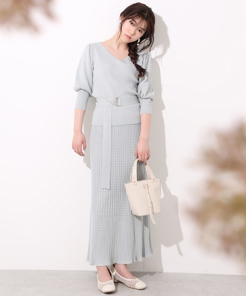 one after another NICE CLAUP（ワンアフターアナザーナイスクラップ）の「前後２Wayニットセットアップ（ワンピース・レディース・オフホワイト/サックスブルー/ブルー・FREE）」の17枚目の写真