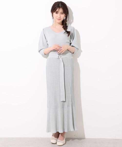 one after another NICE CLAUP（ワンアフターアナザーナイスクラップ）の「前後２Wayニットセットアップ（ワンピース・レディース・オフホワイト/サックスブルー/ブルー・FREE）」の10枚目の写真