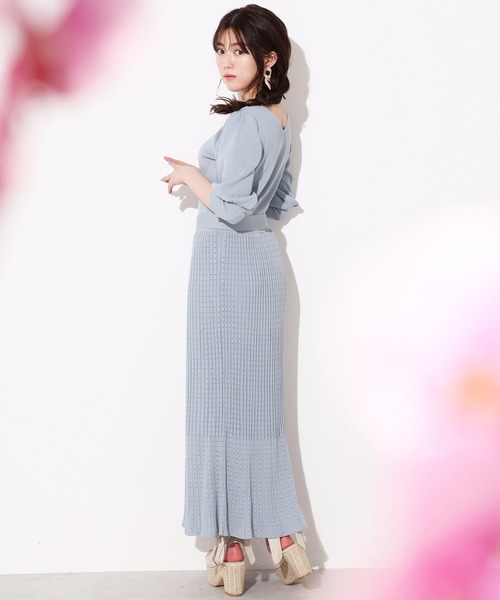 one after another NICE CLAUP（ワンアフターアナザーナイスクラップ）の「前後２Wayニットセットアップ（ワンピース・レディース・オフホワイト/サックスブルー/ブルー・FREE）」の9枚目の写真