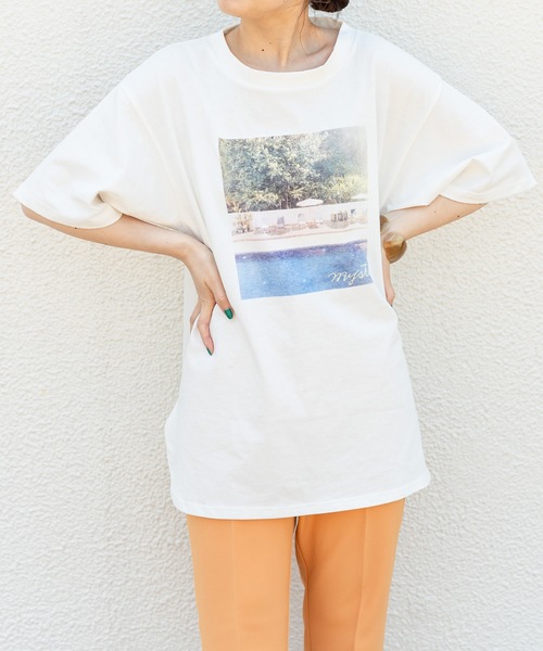 mystic(ミスティック)の「POOL Tシャツ(Tシャツ/カットソー・レディース・チャコールグレー/ベージュ/オフホワイト・FREE)」の1枚目の写真