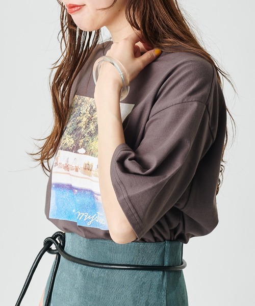 mystic(ミスティック)の「POOL Tシャツ(Tシャツ/カットソー・レディース・チャコールグレー/ベージュ/オフホワイト・FREE)」の2枚目の写真