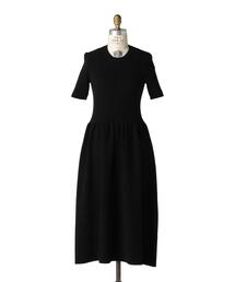 美品　Drawer 16G畦編みフレアニットワンピース Drawer（ドゥロワー）の「Drawer 16G畦編みフレアニットワンピース