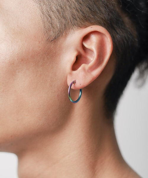 Pledge(プレッジ)の「【76】【Pledge(プレッジ)】SPCフープ ピアス(ペア)(ピアス(両耳用)・メンズ・ブルー/レインボー・FREE)」の6枚目の写真