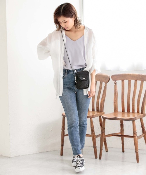 Edit Sheen（エディットシーン）の「ポケットデザインナイロンスマホショルダー（ショルダーバッグ・レディース・ブラック/オフホワイト/ボルドー・FREE）」の12枚目の写真