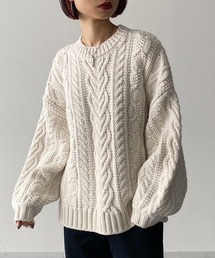 PAGEBOY | ケーブルクルーネックプルオーバー 【ローゲージニット】(ニット/セーター)