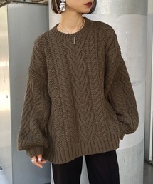 PAGEBOY | ケーブルクルーネックプルオーバー 【ローゲージニット】(ニット/セーター)