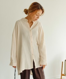 Auntie Rosa Holiday | 【Holiday】バンドカラーダブルガーゼルーズシャツ(シャツ/ブラウス)