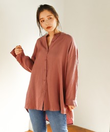 Auntie Rosa Holiday | 【Holiday】バンドカラーダブルガーゼルーズシャツ(シャツ/ブラウス)