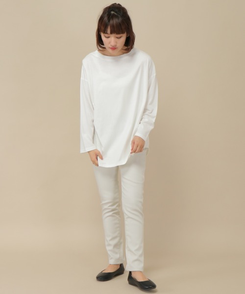 ikka（イッカ）の「制菌加工ボートネックTシャツ（Tシャツ/カットソー・レディース・チャコールグレー/スカイブルー/オフホワイト・M/L）」の8枚目の写真