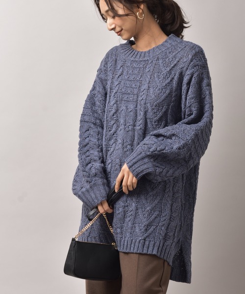 rps（アールピーエス）の「アクリル柄編みニットチュニック（ニット/セーター・レディース・ピンク/ブルー/グレイッシュベージュ・M）」の3枚目の写真