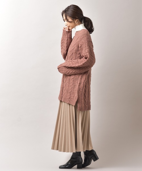 rps（アールピーエス）の「アクリル柄編みニットチュニック（ニット/セーター・レディース・ピンク/ブルー/グレイッシュベージュ・M）」の10枚目の写真