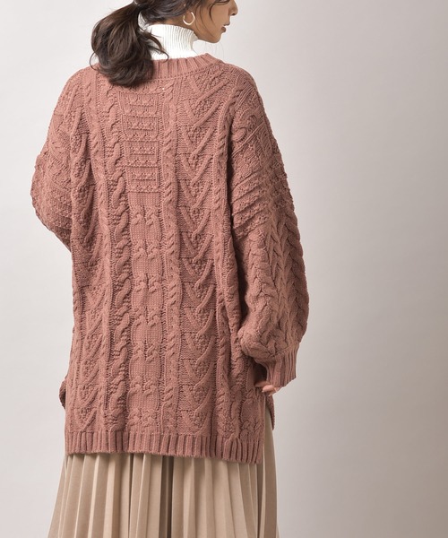 rps（アールピーエス）の「アクリル柄編みニットチュニック（ニット/セーター・レディース・ピンク/ブルー/グレイッシュベージュ・M）」の4枚目の写真