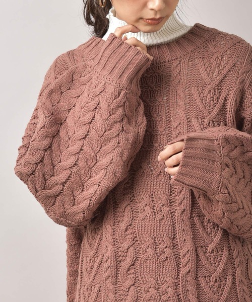 rps（アールピーエス）の「アクリル柄編みニットチュニック（ニット/セーター・レディース・ピンク/ブルー/グレイッシュベージュ・M）」の6枚目の写真