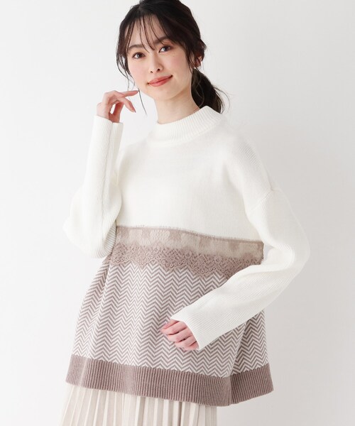 セール ヘリンボーン切替ニット ニット セーター Its Demo イッツデモ のファッション通販 Zozotown