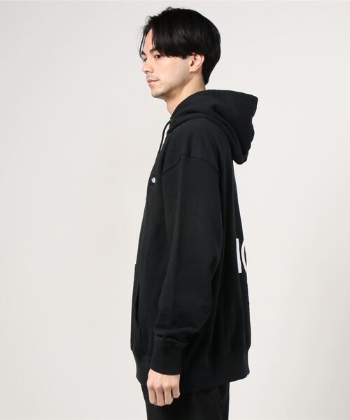 THE NORTH FACE - US企画 ノースフェイス プリント スウェット フード パーカー レディース M / The North Face プルオーバー トレーナー 限定 袖プリント 灰 THE NORTH FACE ザ・ノース・フェイス パーカー レディース プル