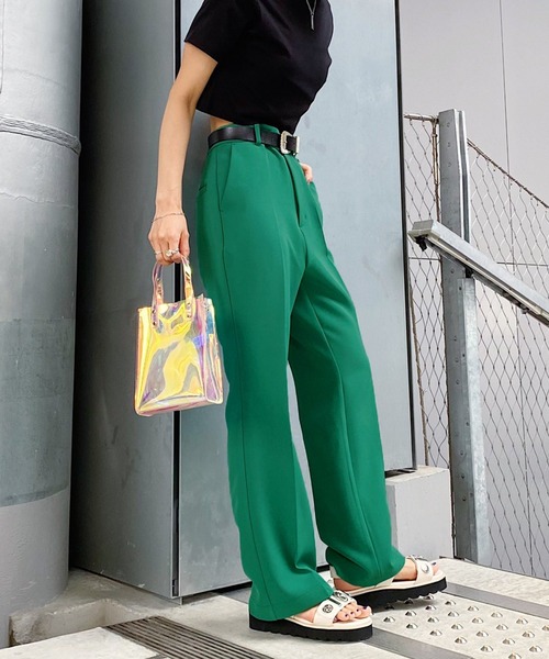 PAGEBOY(ページボーイ)の「WEB限定アイテム/センタープレスフレアパンツ(スラックス・レディース・ブラック/パープル/グリーン/ブルー系その他/レッド/グリーン系その他・SMALL/MEDIUM/LARGE/X-LARGE/X-SMALL)」の21枚目の写真