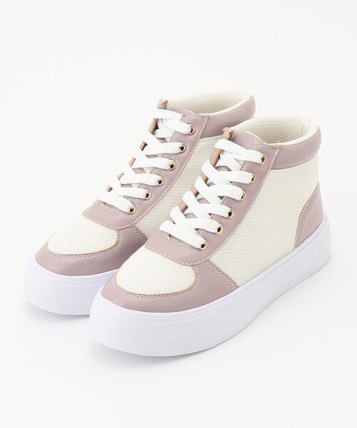 Feroux（フェルゥ）の「バイカラーハイカット スニーカー（スニーカー・レディース・ベージュ系/ライラック系・MEDIUM/SMALL/LARGE）」の2枚目の写真
