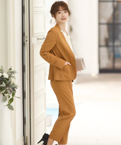 PourVous（プールヴー）の「セットアップパンツフォーマルハイウエスト喪服＆卒業式ノーカラージャケット多機能セレモニースーツ 七五三 ママ 入園式 卒園式 母親 40代 30代 入学式 母（スーツセット・レディース・ライトグレー/ネイビー/レンガ・M/L）」の22枚目の写真