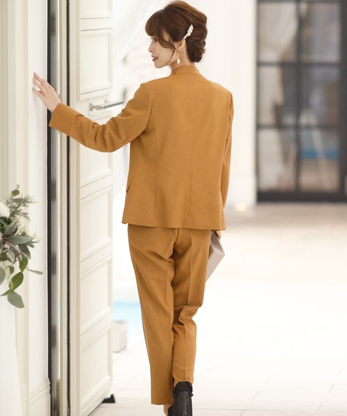 PourVous（プールヴー）の「セットアップパンツフォーマルハイウエスト喪服＆卒業式ノーカラージャケット多機能セレモニースーツ 七五三 ママ 入園式 卒園式 母親 40代 30代 入学式 母（スーツセット・レディース・ライトグレー/ネイビー/レンガ・M/L）」の4枚目の写真
