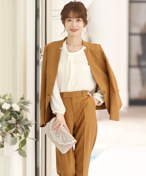 PourVous（プールヴー）の「セットアップパンツフォーマルハイウエスト喪服＆卒業式ノーカラージャケット多機能セレモニースーツ 七五三 ママ 入園式 卒園式 母親 40代 30代 入学式 母（スーツセット・レディース・ライトグレー/ネイビー/レンガ・M/L）」の18枚目の写真