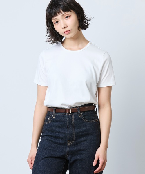 L.L.Bean(エルエルビーン)の「ピマ・コットン・ティ、半袖 クルーネック 米国フィット・レギュラー(Tシャツ/カットソー・レディース・ホワイト/ダークネイビー/ブラック/ブルー/パープル/ダークパープル・SMALL/MEDIUM/LARGE/X-SMALL)」の1枚目の写真