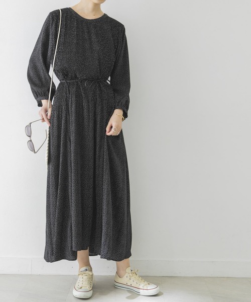 美品アーバンリサーチ ITEMSゆったり大人可愛いドットプリントワンピース♪