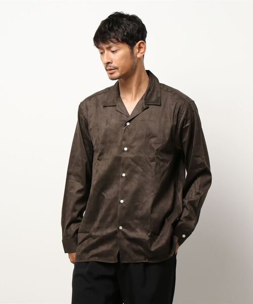 DETAILS（ディテールズ）の「DETAILS / ﾌｪｲｸｽｴｰﾄﾞ開襟ｼｬﾂ（シャツ/ブラウス・メンズ・チャコールグレー/ベージュ・LARGE/SMALL）」の2枚目の写真