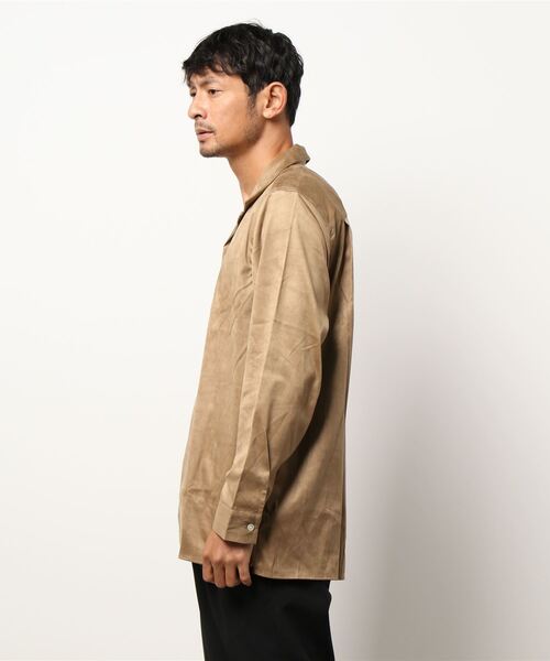 DETAILS（ディテールズ）の「DETAILS / ﾌｪｲｸｽｴｰﾄﾞ開襟ｼｬﾂ（シャツ/ブラウス・メンズ・チャコールグレー/ベージュ・LARGE/SMALL）」の3枚目の写真