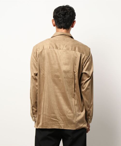 DETAILS（ディテールズ）の「DETAILS / ﾌｪｲｸｽｴｰﾄﾞ開襟ｼｬﾂ（シャツ/ブラウス・メンズ・チャコールグレー/ベージュ・LARGE/SMALL）」の4枚目の写真