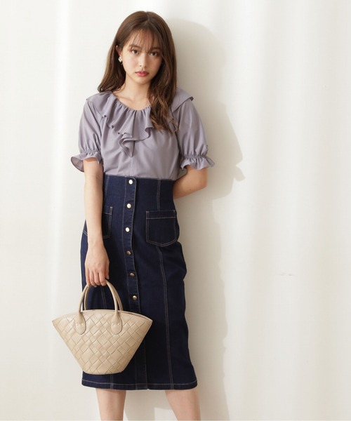 PROPORTION BODY DRESSING(プロポーションボディドレッシング)の「ラッフルブラウス / 1211110510(シャツ/ブラウス・レディース・グレー/ブルー系その他・FREE)」の7枚目の写真