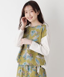 smart pink | ◆【手洗い可】フラワープリント切り替えプルオーバー(ニット/セーター)