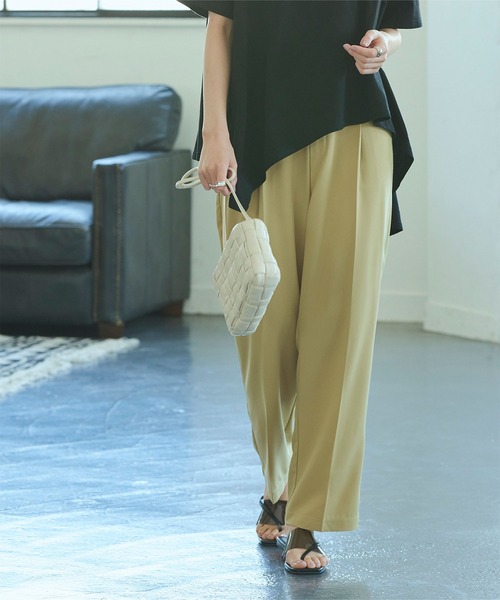 titivate（ティティベイト）の「ｾﾝﾀｰﾌﾟﾚｽｼﾞｮｰｾﾞｯﾄﾜｲﾄﾞﾊﾟﾝﾂ（その他パンツ・レディース・イエロー/ライトグリーン/ラベンダー/ブラック・S/M/L）」の3枚目の写真