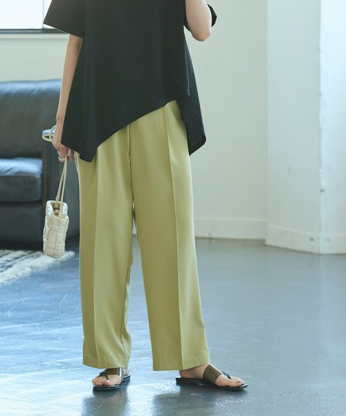 セール】センタープレスジョーゼットワイドパンツ（その他パンツ