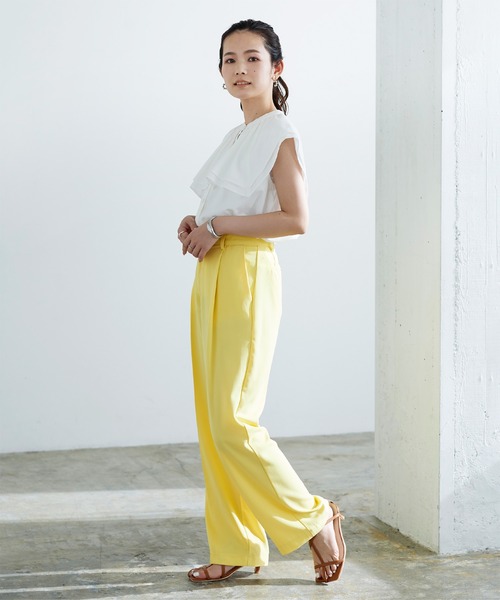 titivate（ティティベイト）の「ｾﾝﾀｰﾌﾟﾚｽｼﾞｮｰｾﾞｯﾄﾜｲﾄﾞﾊﾟﾝﾂ（その他パンツ・レディース・イエロー/ライトグリーン/ラベンダー/ブラック・S/M/L）」の13枚目の写真