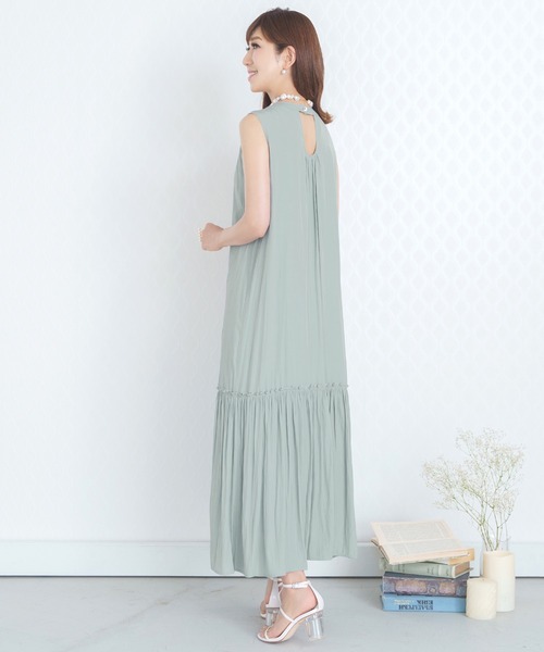Prima Scherrer（プリマシェレル）の「ワンピース パウダーサテン ギャザーデザイン Prima Scherrer（ワンピース・レディース・ミント/ドット/グレイッシュベージュ・F）」の10枚目の写真