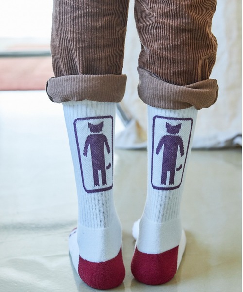 AlexanderLeeChang（アレキサンダーリーチャン）の「AlexanderLeeChang/アレキサンダーリーチャン NYANCOFFEE SOCKS 靴下（ソックス/靴下・メンズ・ホワイト/ブラウン/オレンジ・ONE SIZE）」の2枚目の写真