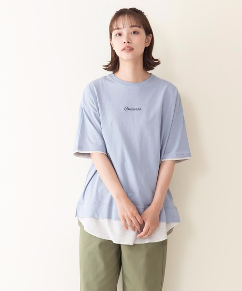 CONVERSE(コンバース)の「【CONVERSE/コンバース】スソワッフルキリカエバックプリントTシャツ(Tシャツ/カットソー・レディース・ライトブルー/ライトグリーン/スミクロ・LARGE/MEDIUM)」の9枚目の写真