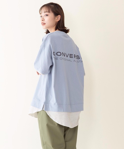 CONVERSE(コンバース)の「【CONVERSE/コンバース】スソワッフルキリカエバックプリントTシャツ(Tシャツ/カットソー・レディース・ライトブルー/ライトグリーン/スミクロ・LARGE/MEDIUM)」の8枚目の写真