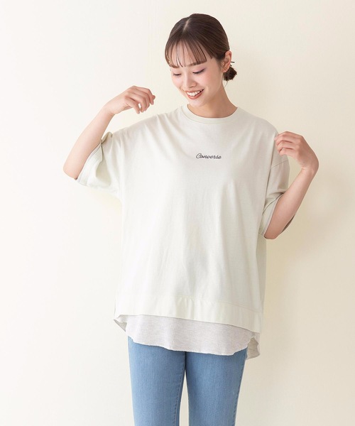 CONVERSE(コンバース)の「【CONVERSE/コンバース】スソワッフルキリカエバックプリントTシャツ(Tシャツ/カットソー・レディース・ライトブルー/ライトグリーン/スミクロ・LARGE/MEDIUM)」の14枚目の写真