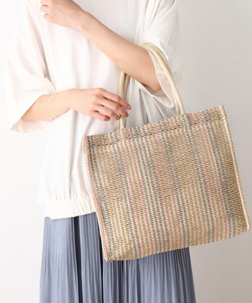 SHOO・LA・RUE（シューラルー）の「◆ペーパースクエアストライプトート（トートバッグ・レディース・オレンジ系その他4/ライトグリーン系2/ピンク系7・00）」の9枚目の写真