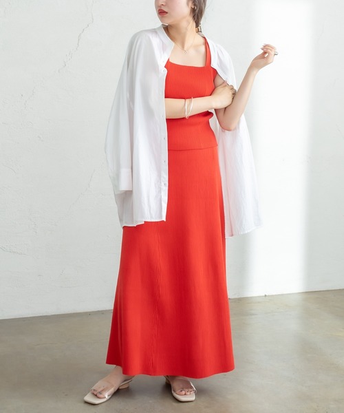 mystic（ミスティック）の「リブニットフレアスカート（スカート・レディース・アイボリー/ブラック/イエロー/ピンク/オレンジ・1/2）」の16枚目の写真