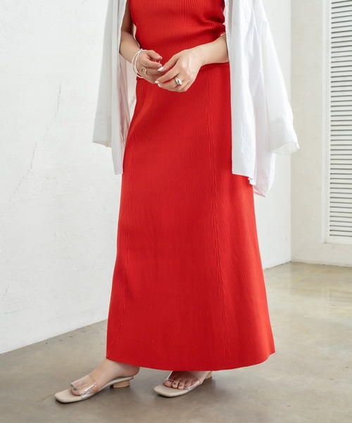 mystic（ミスティック）の「リブニットフレアスカート（スカート・レディース・アイボリー/ブラック/イエロー/ピンク/オレンジ・1/2）」の21枚目の写真