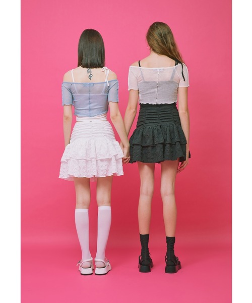 CRANK(クランク)の「『CRANK/クランク』WAVE OFF SHOULDER/ウェーブオフショルダートップ(Tシャツ/カットソー・レディース・ライトブルー/ブラック/ベージュ/ピンク/アイボリー・FREE)」の9枚目の写真