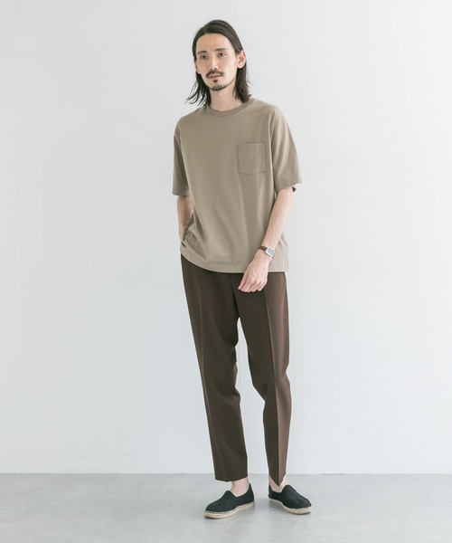 URBAN RESEARCH（アーバンリサーチ）の「コットン/ナイロンポケットTシャツ（Tシャツ/カットソー・メンズ・ホワイト/オリーブ/ベージュ系その他/スミクロ・MEDIUM/LARGE）」の5枚目の写真