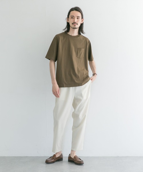 URBAN RESEARCH（アーバンリサーチ）の「コットン/ナイロンポケットTシャツ（Tシャツ/カットソー・メンズ・ホワイト/オリーブ/ベージュ系その他/スミクロ・MEDIUM/LARGE）」の6枚目の写真