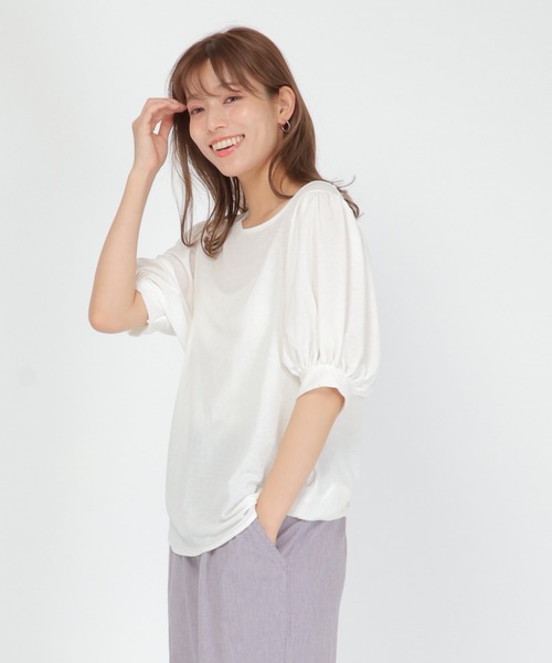 LBC（エルビーシー）の「RN袖パフプルオーバー（Tシャツ/カットソー・レディース・ホワイト/ブラック/ベージュ/ブラウン・M）」の3枚目の写真