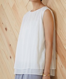 OMNES | 先染め綿麻シャンブレー  2枚重ねノースリーブブラウス(シャツ/ブラウス)