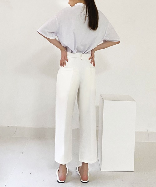 fd style（エフディ スタイル）の「[FD]ドレープハイウエストパンツ（スラックス・レディース・ホワイト/ベージュ・SMALL/MEDIUM/LARGE/X-LARGE）」の8枚目の写真